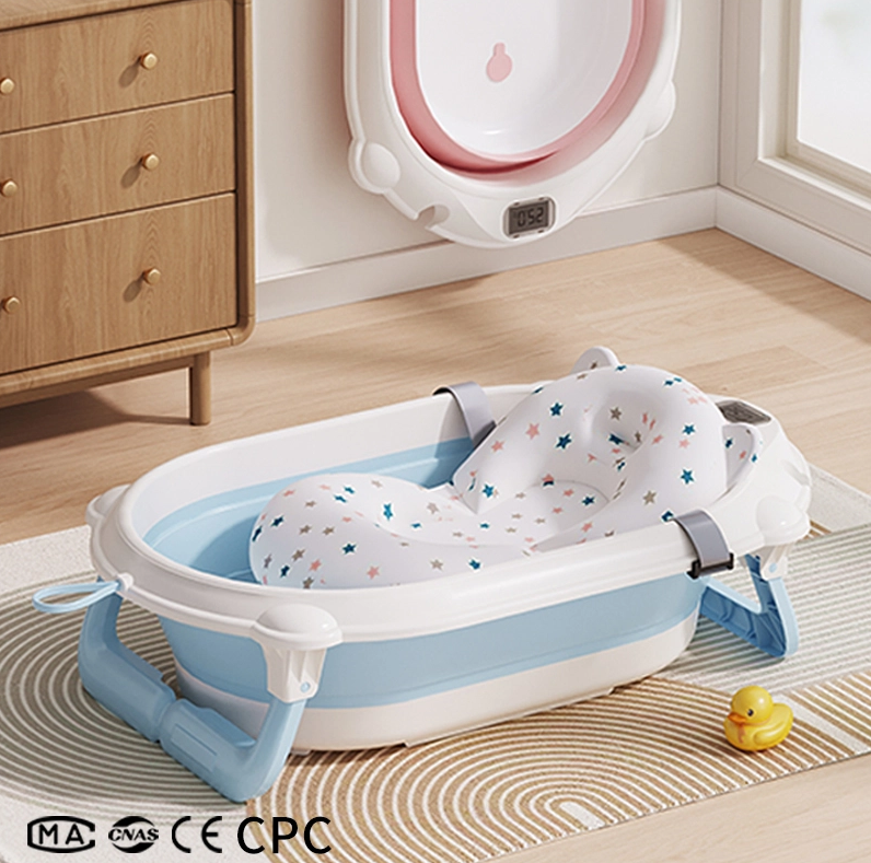 "Smart Bathing for Babies: The Ultimate Guide To The Foldable Thermometer-Equipped Plastic Baby Bathtub"