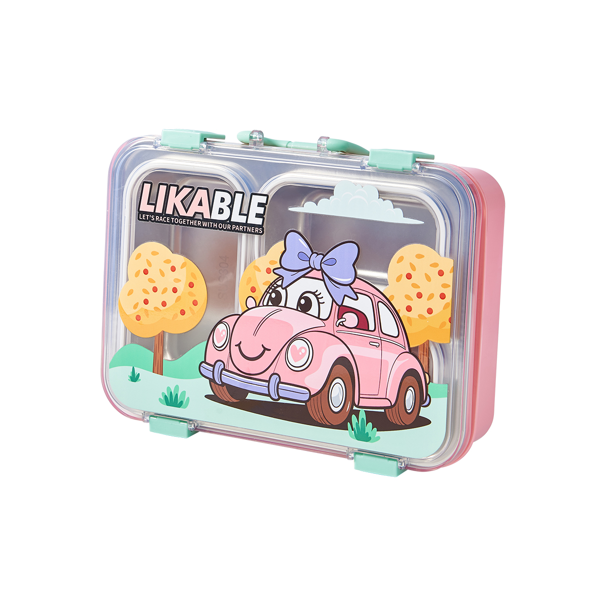Stainless Steel Leakproof Compartments Kids Bento Box Cartoon Design Microwavable Lunch Container Storage School Picnic