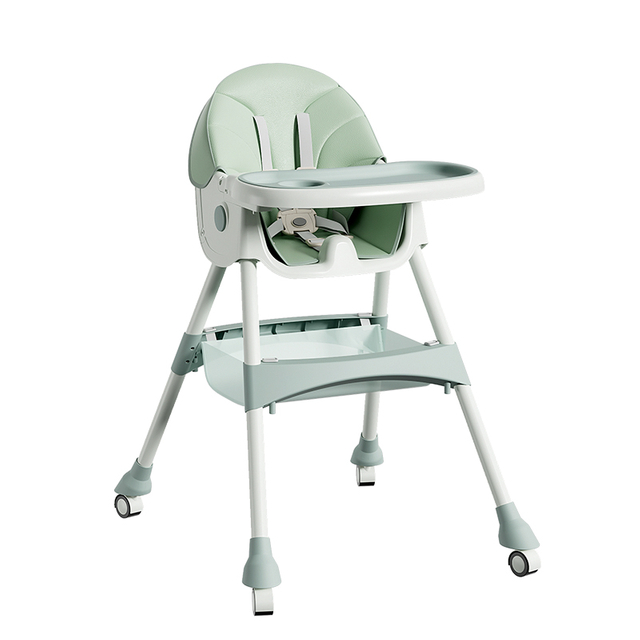 2-in-1 Children's High Chair Durable Plastic Washable Seat Cover Non-Slip Base Safety Design for 0-6 Years