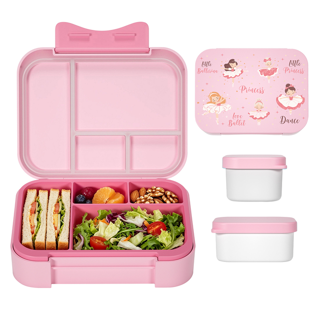 New Release Cute BPA Free Microwavable Kids Insulated Lunch Box Leak Proof 3 Compartments Portable Child Food Container