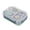 Creative Stainless Steel 3 Grids Cartoon Print Cream Cartoon Lunch Box Portable for Kids and Students