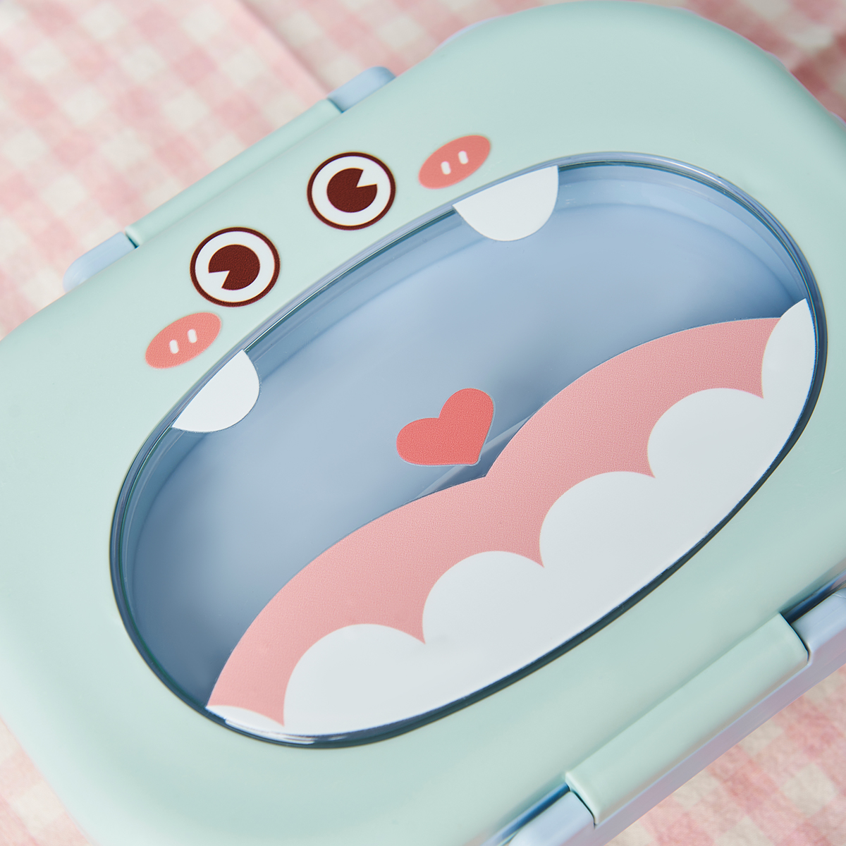 Latest Design Dinosaur Shape Kids Bento Lunch Box with Plastic Lid 2 Compartments Leak Proof & Heatable Food Grade