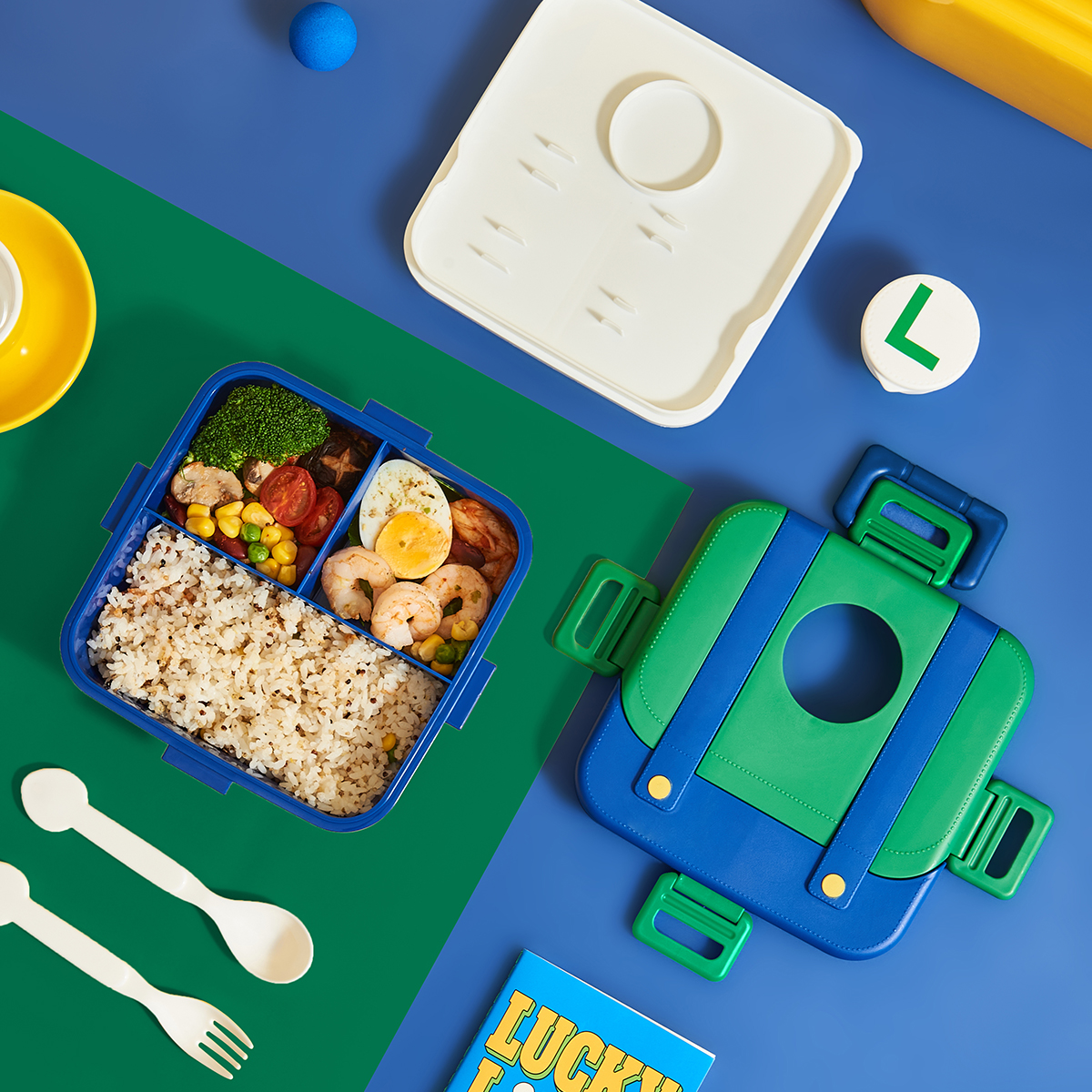 3 Compartments Cute Kids Cartoon Printing Stainless Steel Lunch Box Leak Proof Students Food Storage