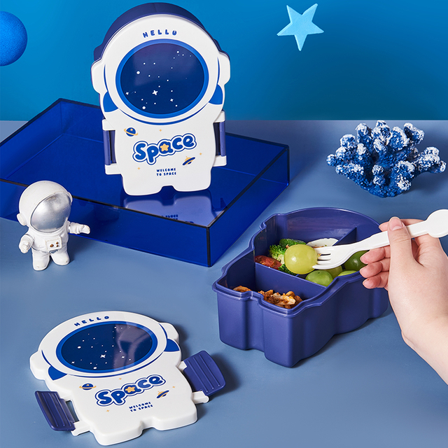 Hot Selling Astronaut Design Baby Lunch Box with Sauce Box Plastic Kids Bento Box Wholesale