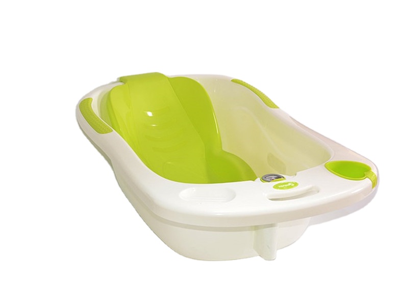 Thermometer baby bath tub with bath support seat