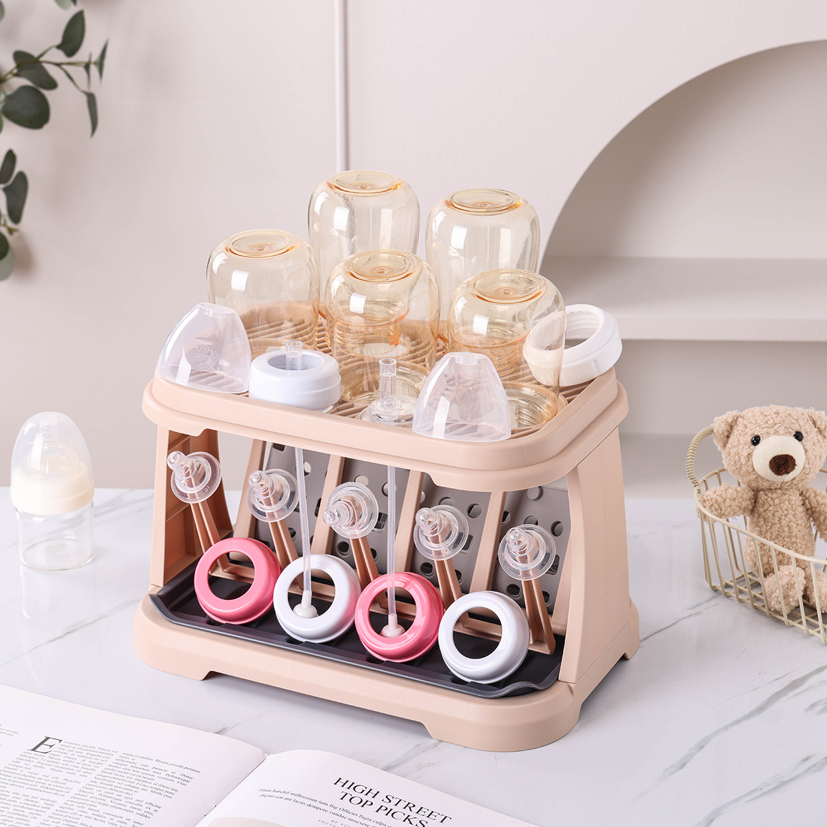 Eco-friendly Plastic Foldable Baby Bottle Dry Rack Holder Multifunctional Bottle Rack Durable Drain Rack Bottle