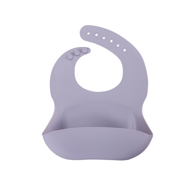 Wholesale Solid Color Baby Silicone Bib with Hidden Feeding Pocket Waterproof Eco-Friendly & Washable Unisex
