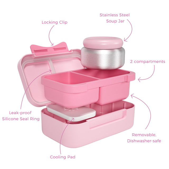 Hot Sale Rectangle Design Baby Lunch Box With 2 Compartment Portable Children Bento Box Lunch Box for School