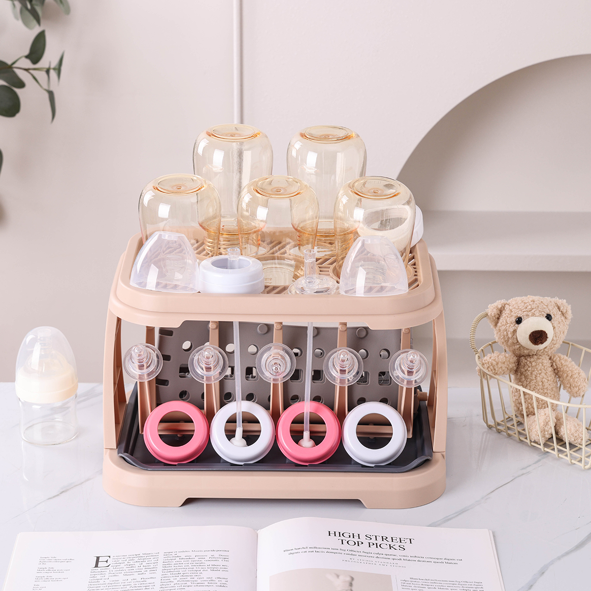 Eco-friendly Plastic Foldable Baby Bottle Dry Rack Holder Multifunctional Bottle Rack Durable Drain Rack Bottle