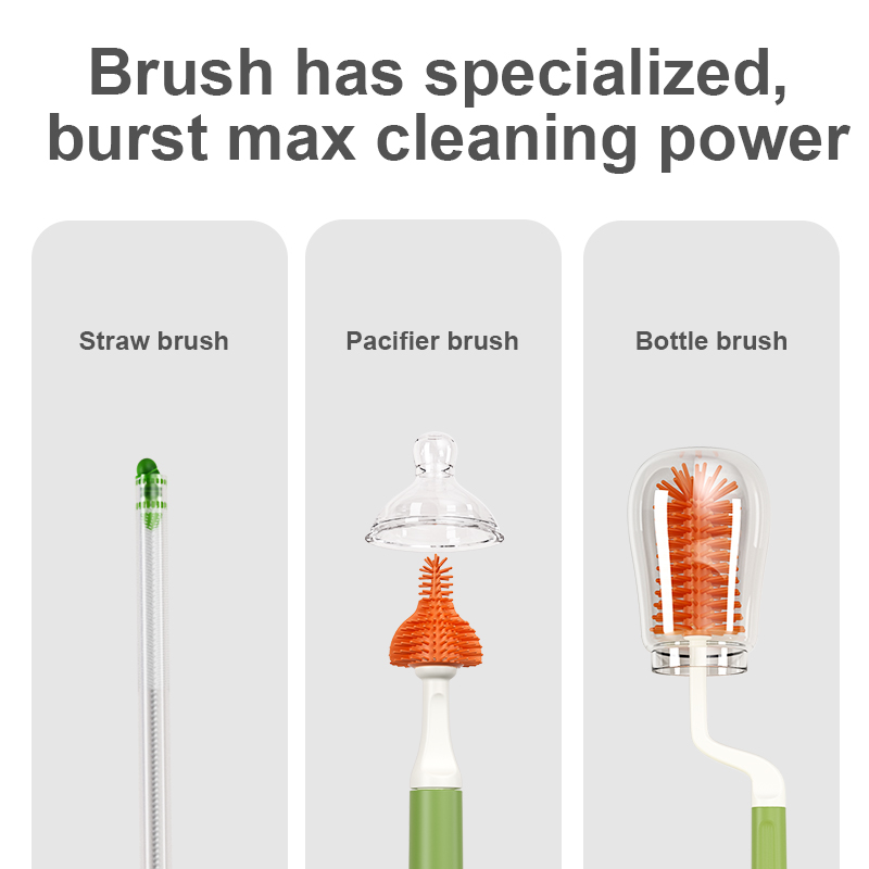 Hot Selling Silicone Milk Baby Bottle Brush Set 