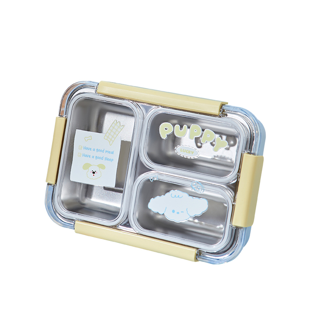 Cute Animal Design Kids Bento Lunch Box for School Children Lunch Box With Handle Portable 3 Compartment Food Container