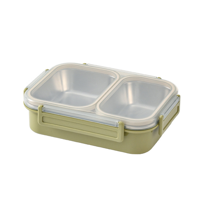 Stainless Steel Rectangular Bento Box with 3 Compartments Leak Proof Microwave Safe BPA Free Lids for Kids & Adults