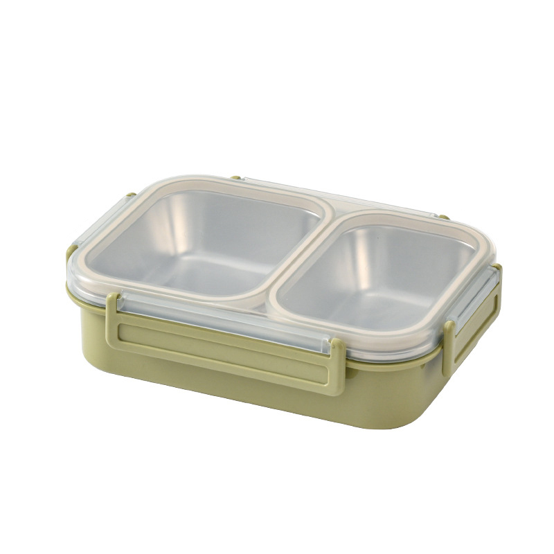 Stainless Steel Rectangular Bento Box with 3 Compartments Leak Proof Microwave Safe BPA Free Lids for Kids & Adults