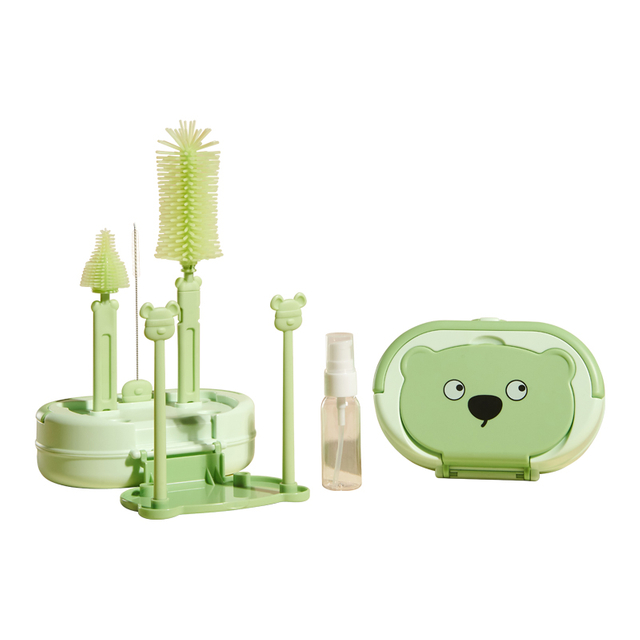 Wholesale Good Quality Baby Silicone Bottle Brush Baby Bottle Cleaning Food Grade 100% and BPA-free Non-slip Grip