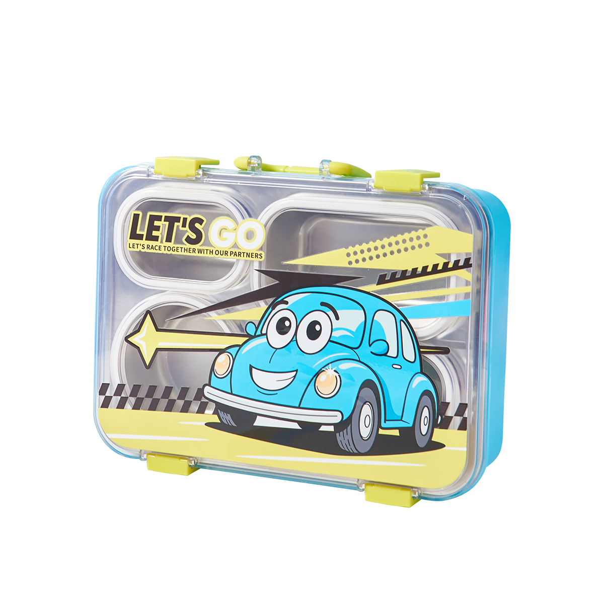 Stainless Steel Leakproof Compartments Kids Bento Box Cartoon Design Microwavable Lunch Container Storage School Picnic