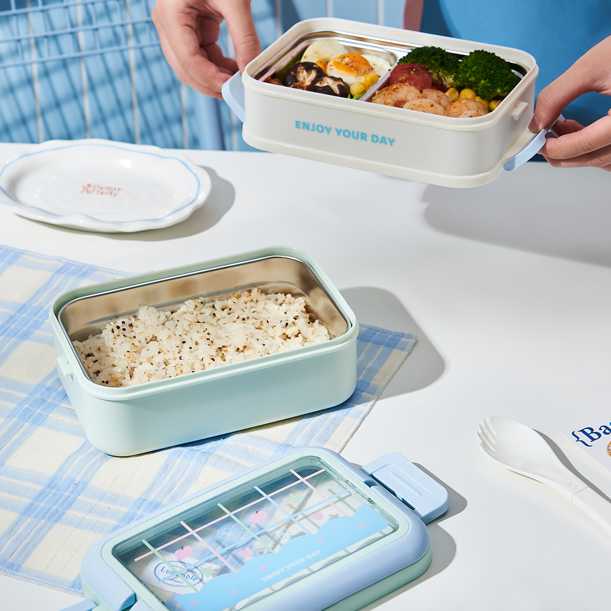 LB118韩式提手单层不锈钢饭盒 (11)