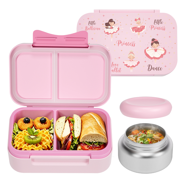 Hot Sale Rectangle Design Baby Lunch Box With 2 Compartment Portable Children Bento Box Lunch Box for School