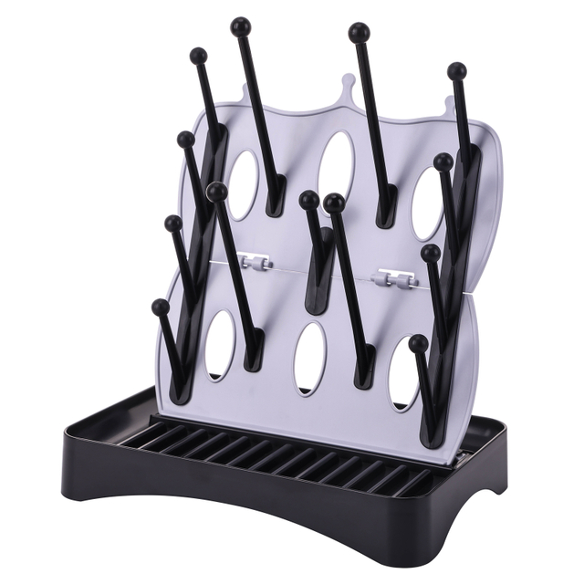 Portable High Quality Safety New Design Cute Baby Bottle Drying Rack With Tray Space Saving
