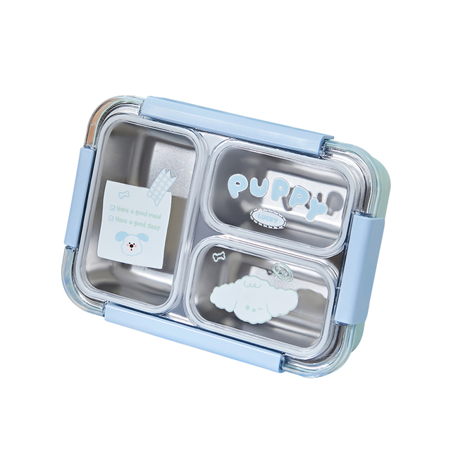 Cute Animal Design Kids Bento Lunch Box for School Children Lunch Box With Handle Portable 3 Compartment Food Container