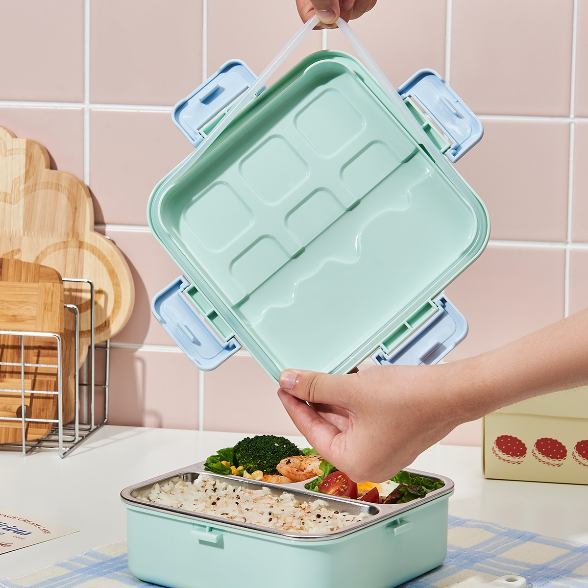 Portable Leakproof Baby Lunch Box for School Stainless Steel Travel Children Lunch Box Plastic Kids Food Container