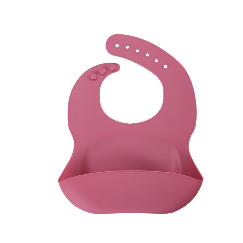 Wholesale Solid Color Baby Silicone Bib with Hidden Feeding Pocket Waterproof Eco-Friendly & Washable Unisex