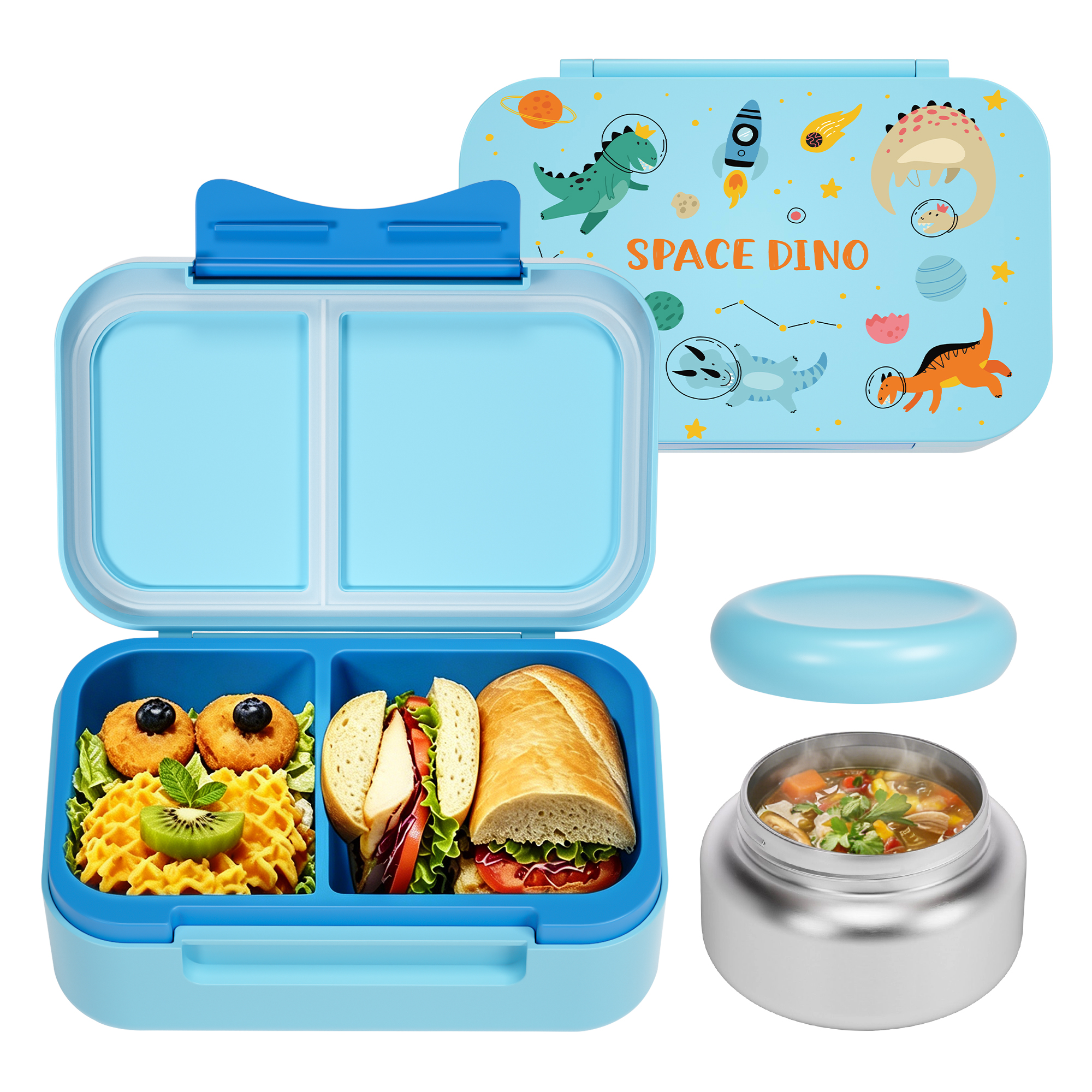 Hot Sale Rectangle Design Baby Lunch Box With 2 Compartment Portable Children Bento Box Lunch Box for School