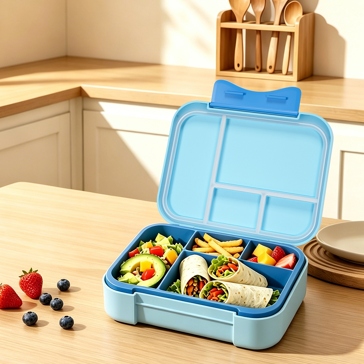 New Release Cute BPA Free Microwavable Kids Insulated Lunch Box Leak Proof 3 Compartments Portable Child Food Container