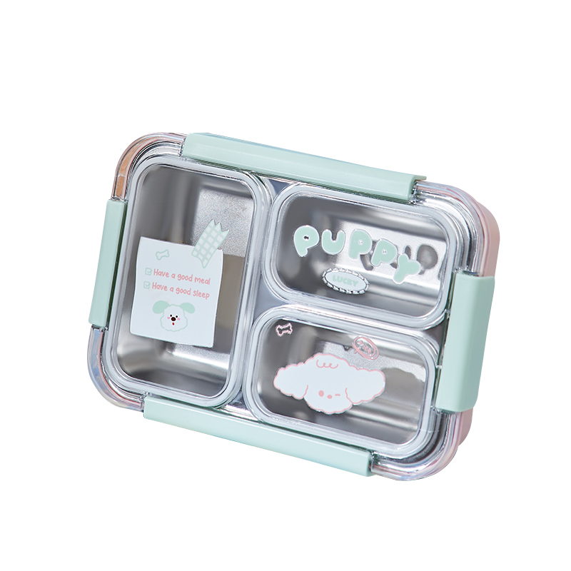 Cute Animal Design Kids Bento Lunch Box for School Children Lunch Box With Handle Portable 3 Compartment Food Container