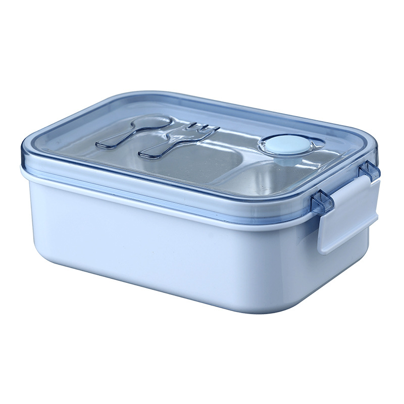 Portable Stainless Steel Cute Microwavable Pure Color Divided High-Capacity Lunch Box for Office & Student