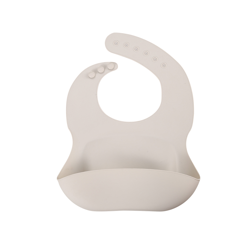 Wholesale Solid Color Baby Silicone Bib with Hidden Feeding Pocket Waterproof Eco-Friendly & Washable Unisex