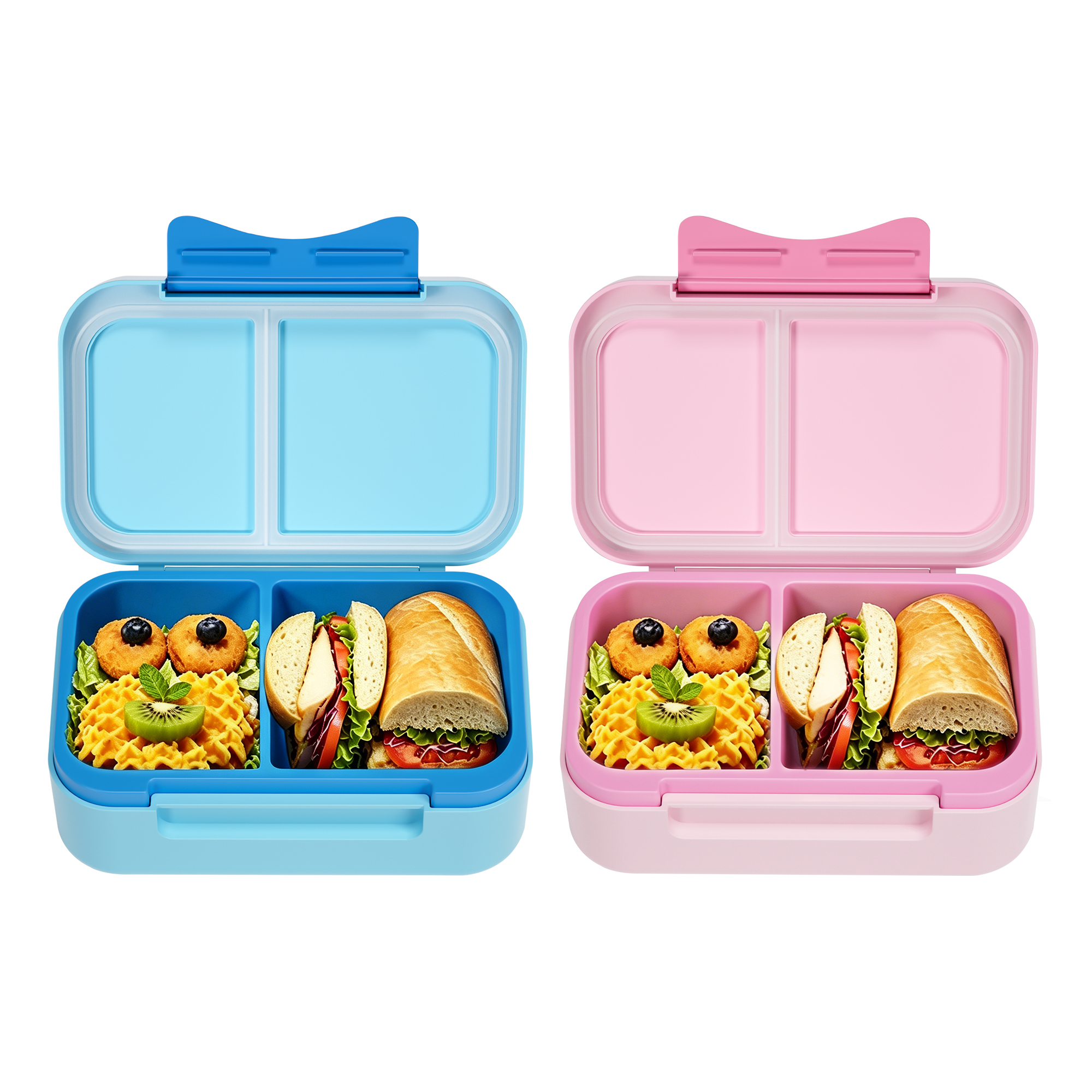 Hot Sale Rectangle Design Baby Lunch Box With 2 Compartment Portable Children Bento Box Lunch Box for School