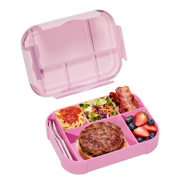 1200ml Eco-Friendly BPA Free Portable Bento Box with 5 Compartments Leakproof Heat Resistant Food Storage for Adults & Children