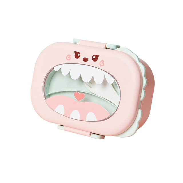 Latest Design Dinosaur Shape Kids Bento Lunch Box with Plastic Lid 2 Compartments Leak Proof & Heatable Food Grade