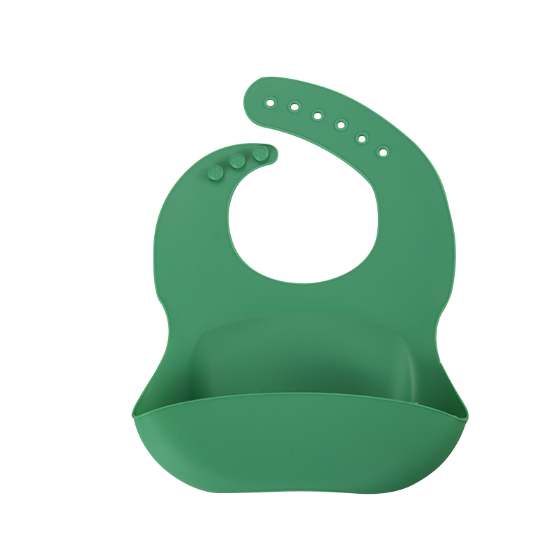 Wholesale Solid Color Baby Silicone Bib with Hidden Feeding Pocket Waterproof Eco-Friendly & Washable Unisex