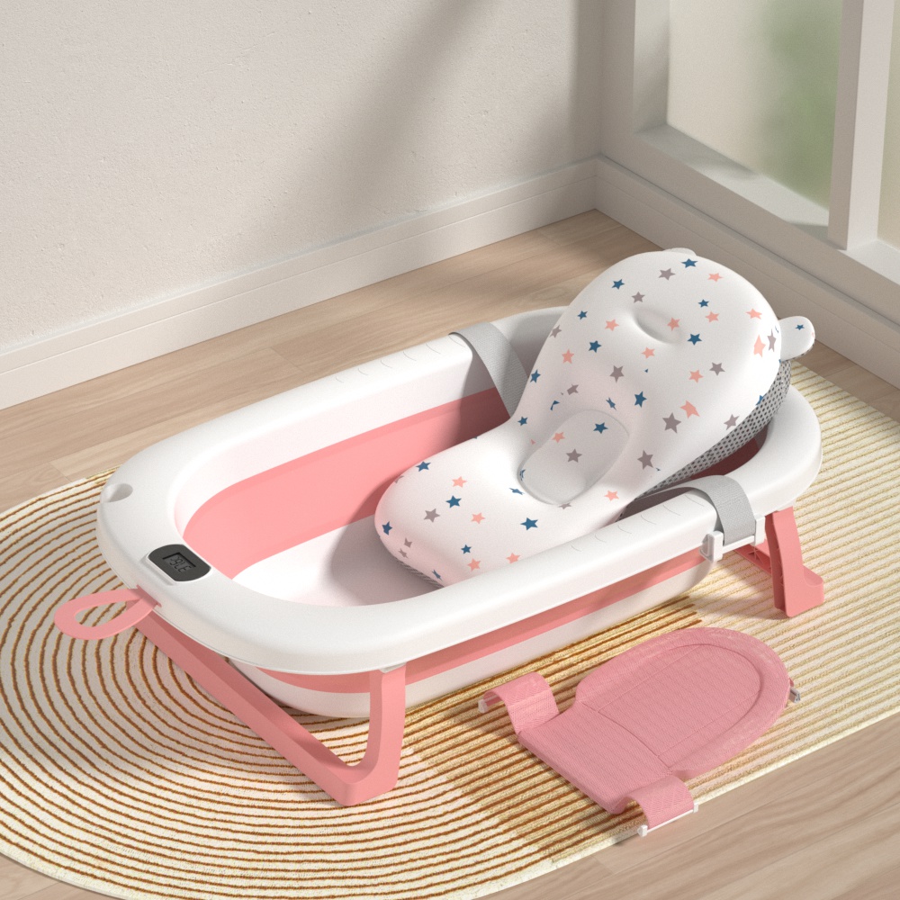 New Release Baby Product Baby Bathtub Bathroom Toddler Bath Tub Travel Hotel Portable Kids Tubs With Thermometer