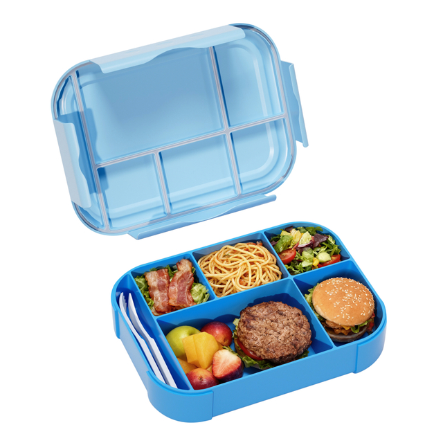 1200ml Eco-Friendly BPA Free Portable Bento Box with 5 Compartments Leakproof Heat Resistant Food Storage for Adults & Children