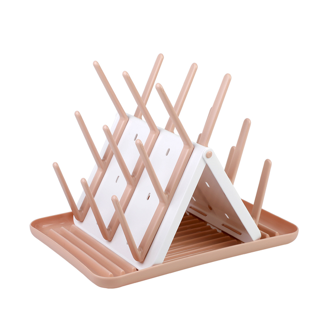 New Design Folding Bottle Drying Rack Milk Bottle Drying Rack With Tray Home Use Space Saving Wholesale