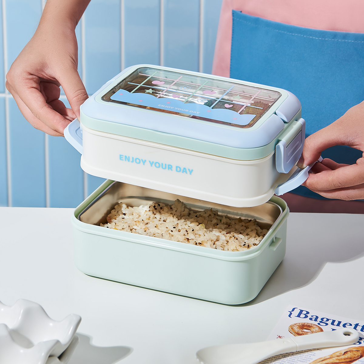 LB118韩式提手单层不锈钢饭盒 (10)