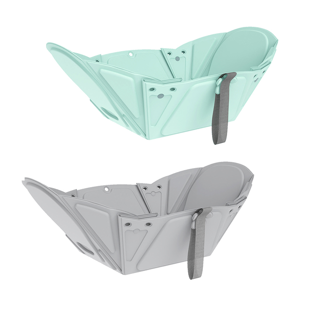 Folding Plastic Baby Bathtub with Non-slip Base for Travel Use Toddler Independent Bathing Support