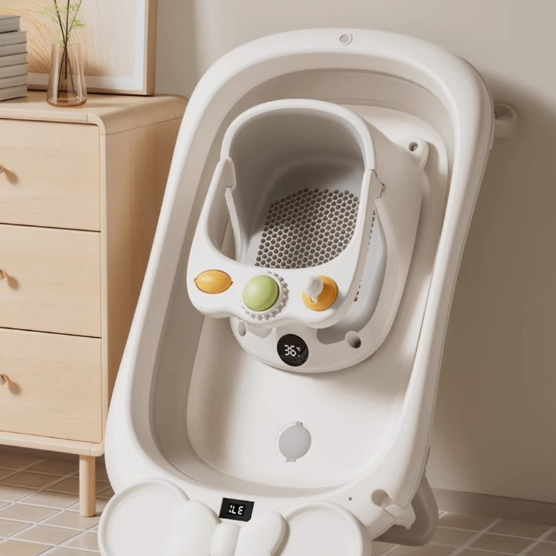 New Design Multi Function Duck Shape TPE Baby Bath Chair with Thermometer Adjustable Support Stand