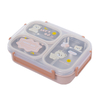 Creative Stainless Steel 3 Grids Cartoon Print Cream Cartoon Lunch Box Portable for Kids and Students