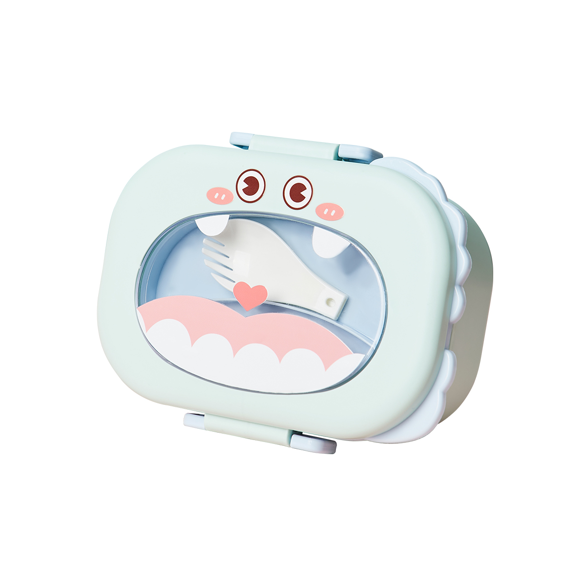 Latest Design Dinosaur Shape Kids Bento Lunch Box with Plastic Lid 2 Compartments Leak Proof & Heatable Food Grade