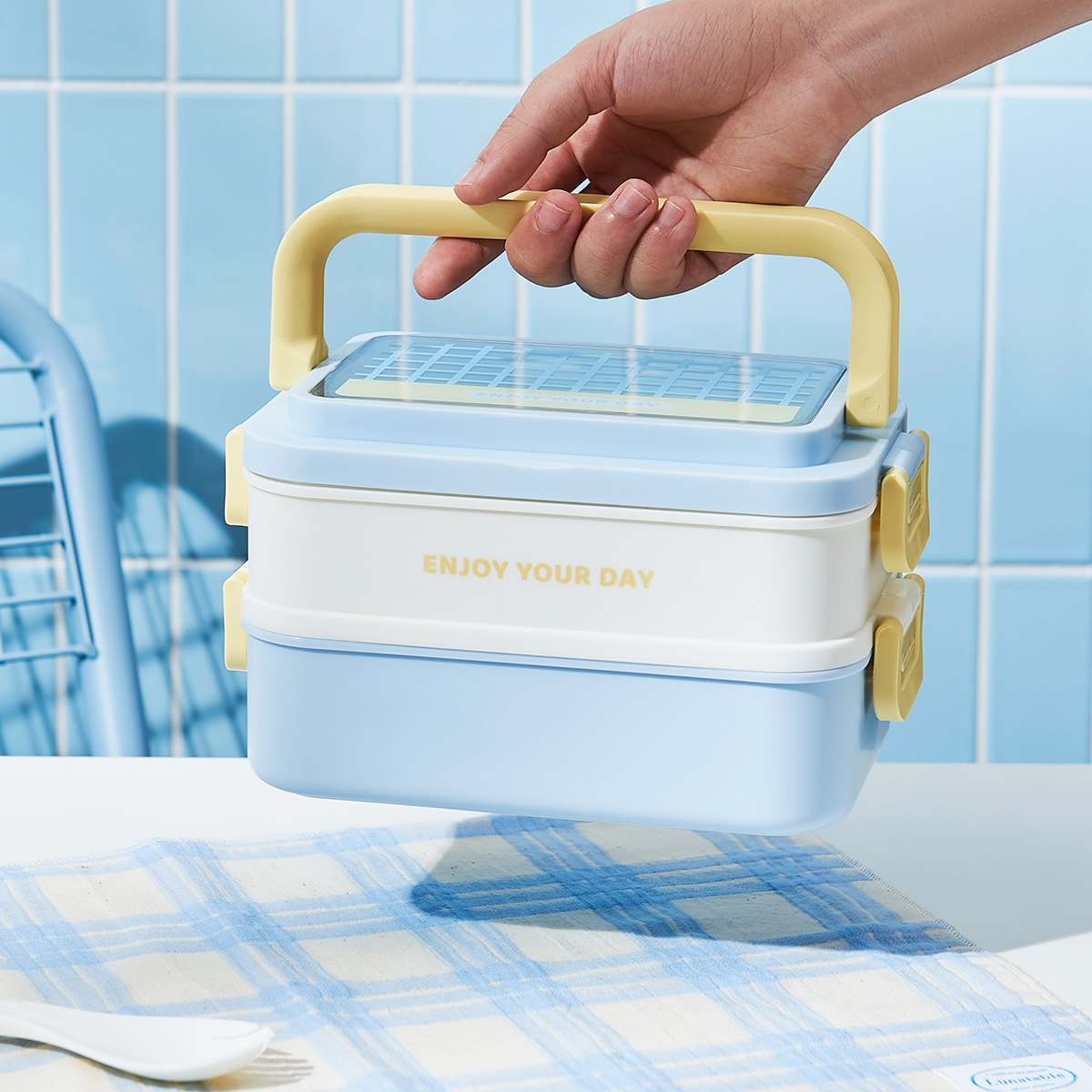 LB118韩式提手单层不锈钢饭盒 (12)